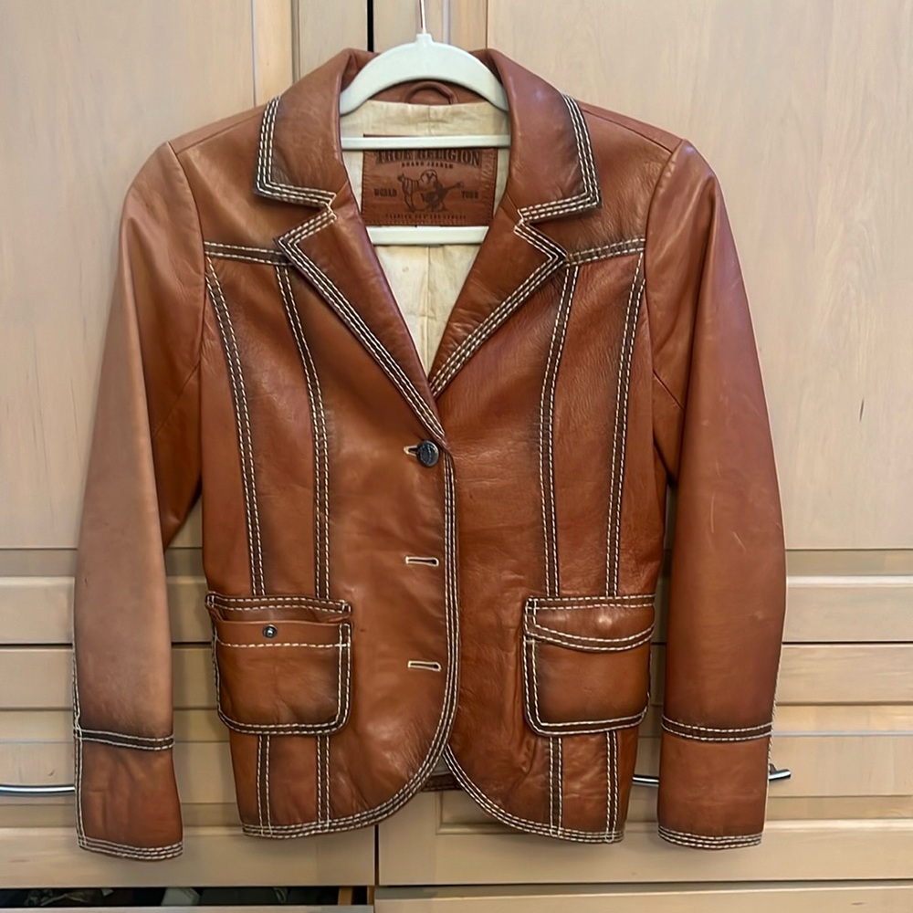 Beautiful crafted super soft leather True religion jacket size extra small
